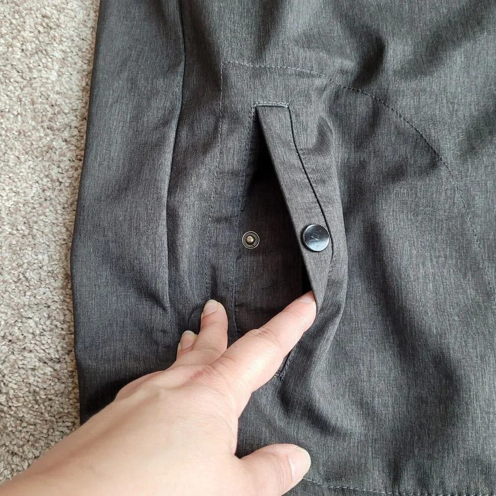 Nomad Jacket Mens Sz M Tech Fleece Lined Hooded Full Zip Snap Pockets Gray READ - Picture 8 of 15